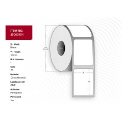 Capture Label 70x10 - Core 25. White. | 35000454